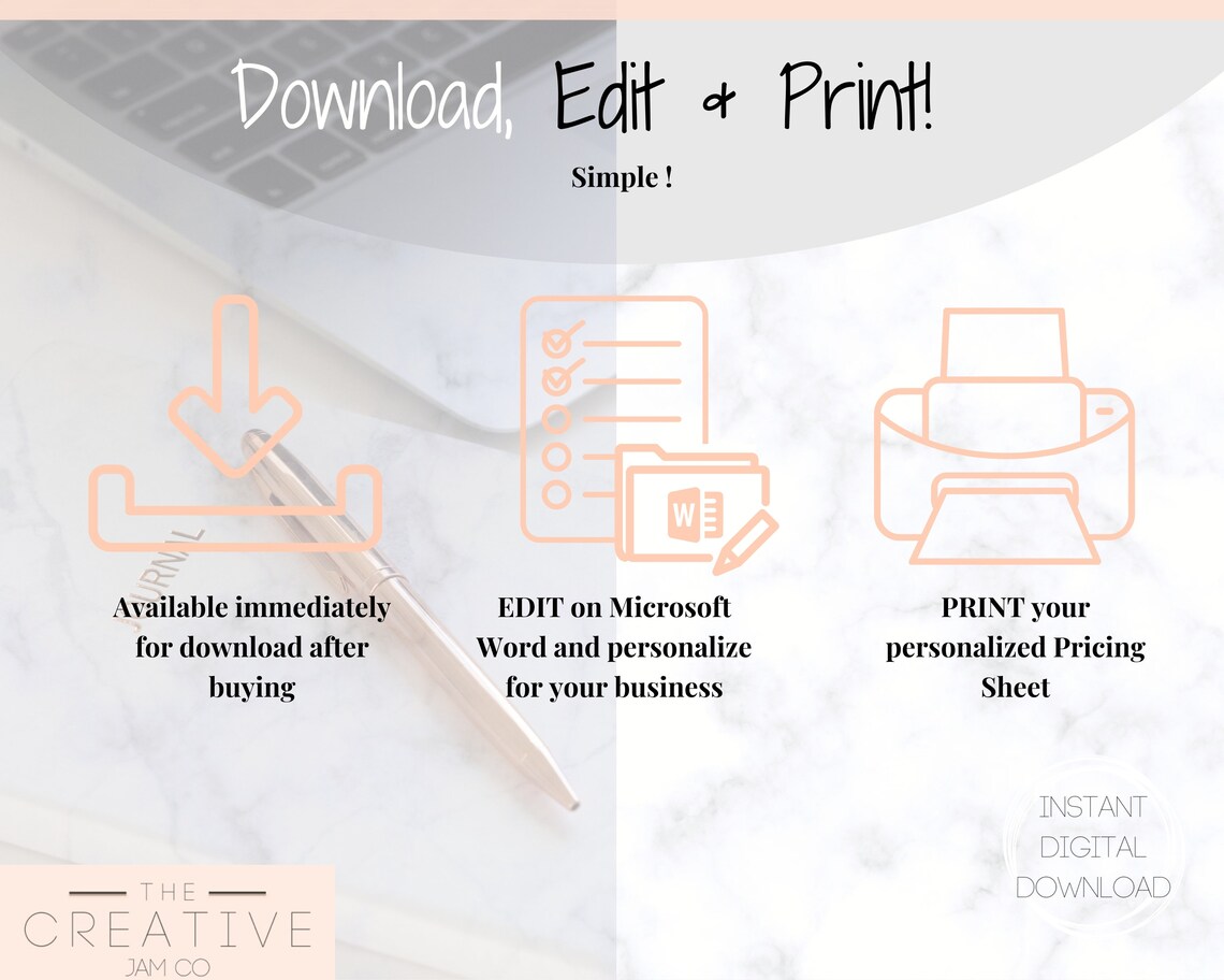 PRICE LIST Template Editable. Printable Price Sheet Price - Etsy
