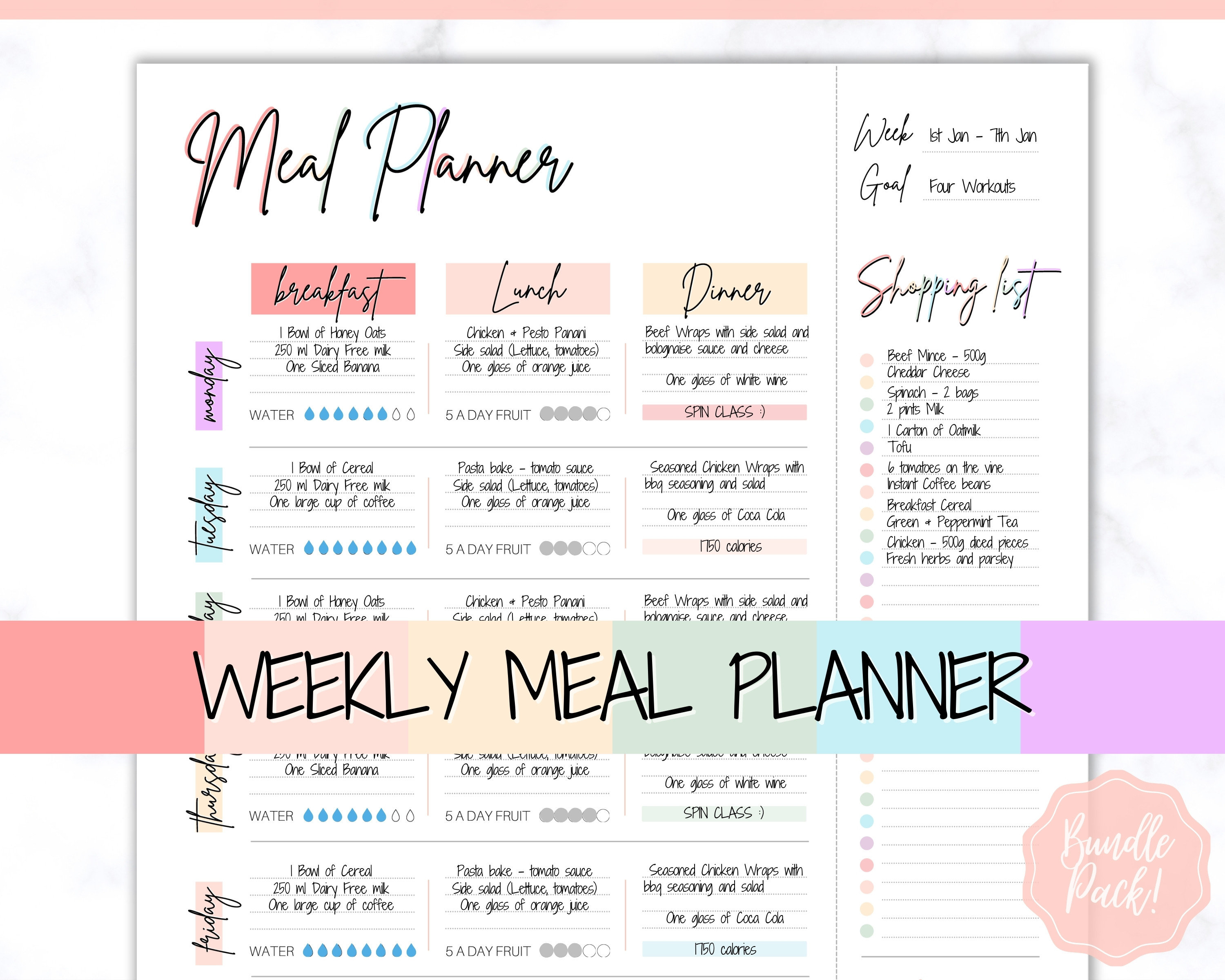 Amazon.com : Weekly Meal Planner Notebook and Food Planner