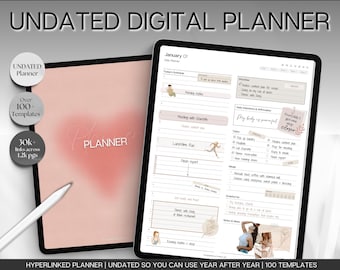 UNDATED Digital DAILY Planner, Weekly, Monthly Planner, Undated Life Planner, GoodNotes, Notability, iPad Planner, Digital Journal