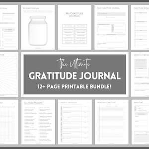 Gratitude Journal Printable BUNDLE! Mindfulness Log, Gratitude Template, Self Care Planner, Daily Journal for Women, Gratitude Jar, Wellness