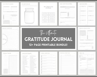 A5 Gratitude Journal Printable BUNDLE! Mindfulness Log, Self Care Planner Template, Daily Journal Women, Gratitude Jar, Wellness, A5 Insert