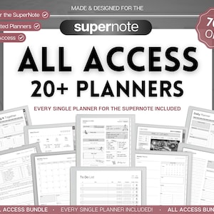 Supernote | ALL ACCESS template pack | 2026 Daily Planner, Digital To Do List, Meeting Minutes, Journal & Notebook, Calendar, a5x, a6x