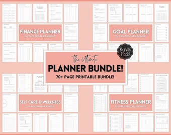 Ultimatives LIFE Planner Bundle! Druckbarer Zielplaner, Finanzen & Budgetplaner, Fitnessplaner, Self Care Journal, Health Tracker, Binder