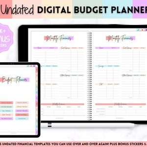 Planificador de presupuesto digital, Planificador de finanzas SIN FECHA, Cheque de pago, Rastreador de gastos, Deuda, Facturas, Cuaderno de diario digital GoodNotes, iPad, Pegatinas