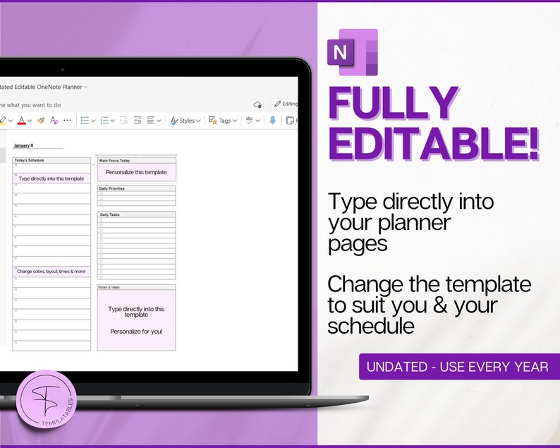 EDITABLE Onenote Planner, UNDATED Digital Planner, Onenote Template ...