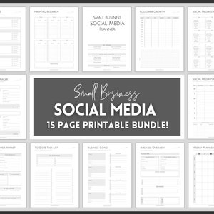 Small Business SOCIAL MEDIA Planner, Content Planner Printable, Instagram, YouTube, TikTok, Facebook, Side Hustle, Marketing Calendar Plan