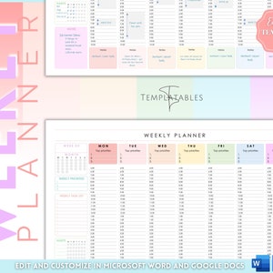 Weekly Hourly Planner EDITABLE Weekly Schedule, Daily Planner, Undated Planner, 2024 Weekly Organizer, To Do List printable, Adhd, Colorful image 9