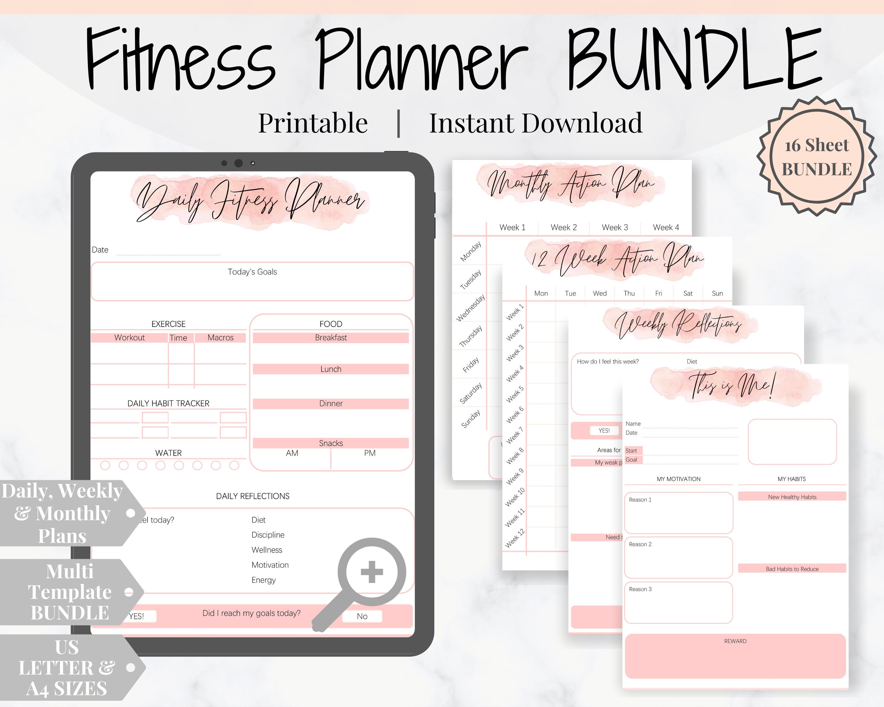 FITNESS PLANNER for Weight Loss. Habit Tracker Mood Tracker Etsy UK