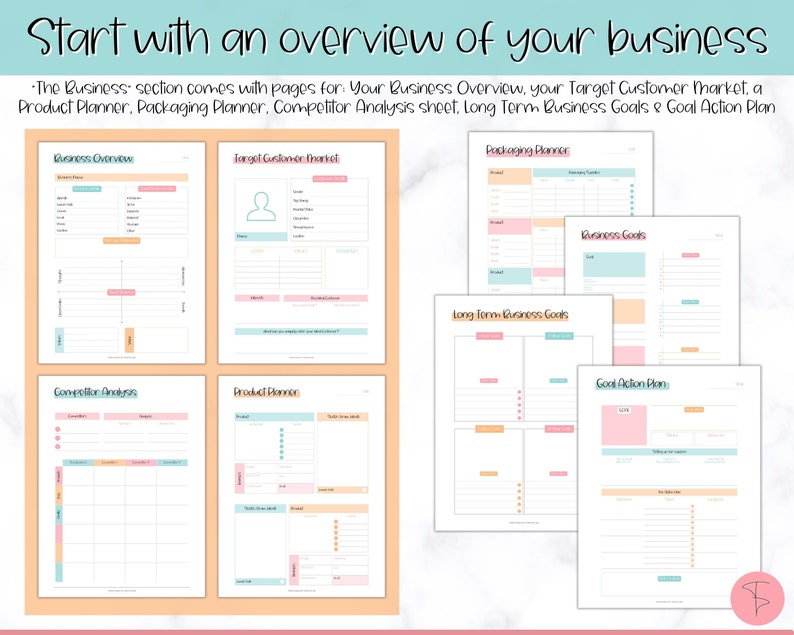 Business Planner Printable BUNDLE, Small Business Planner, Side Hustle, Business Trackers, Social Media, Finances, Content, Order, Etsy Shop image 4