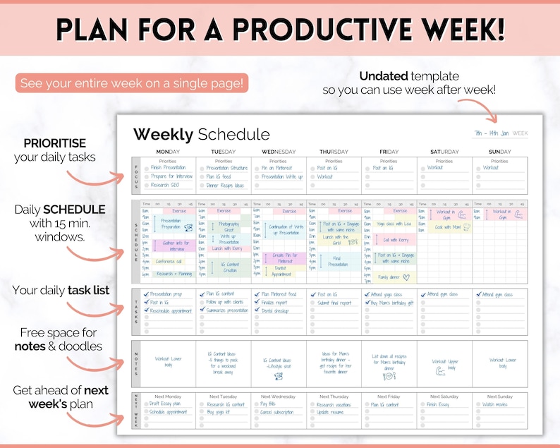 Weekly Schedule To Do List