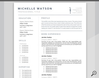 RESUME TEMPLATE Word. Professional Resume Template. Minimalist Executive. CV template free. Resume Template Bundle. Curriculum Vitae. Letter
