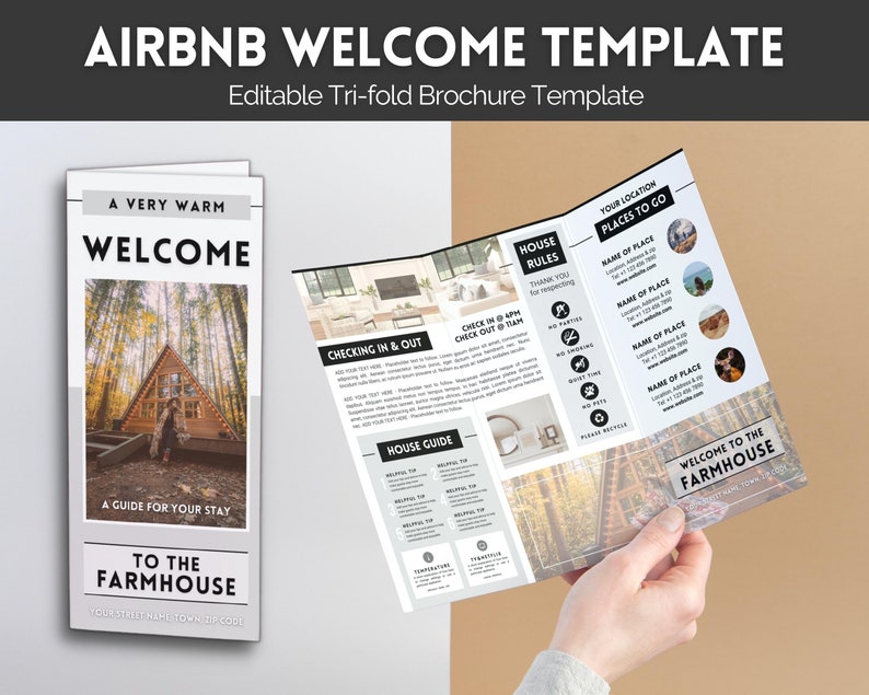 Airbnb Welcome BROCHURE Template, Editable TRIFOLD Guide, Guest Book ...