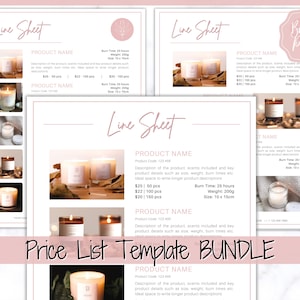 Price List Template. Line Sheet for Wholesale. Editable Candle Template Catalog, Seller shop, Product Sales Sheet, Canva Linesheet Catalogue