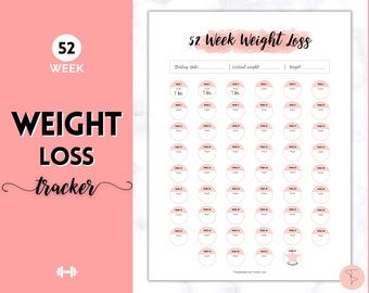 52 Week Weight Loss Tracker - Etsy