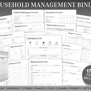 Home Management Binder Bundle! 170pg Household Planner, Cleaning, Emergency, Budget, Meal planners & checklists, ADHD Life Binder
