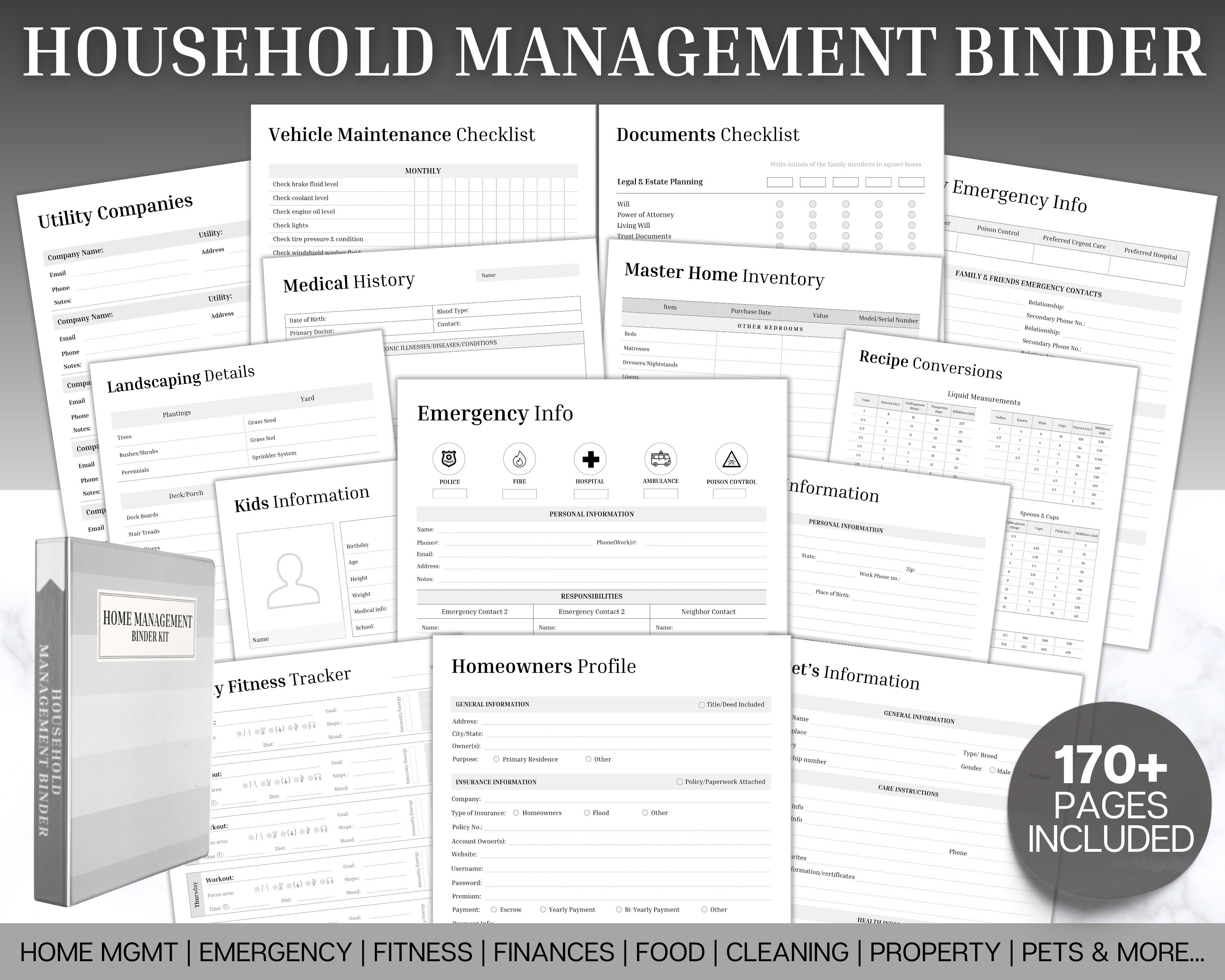 Home Management Binder Bundle! 170pg Household Planner, Cleaning ...