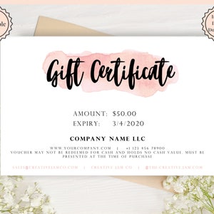 Gift Voucher, Gift Certificate Template. Editable Gift Card template, DIY Shop Voucher Template. DIY Coupons for last minute gift. Editable.