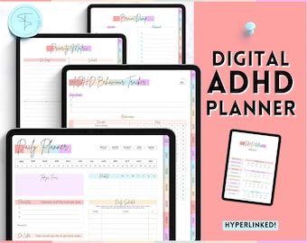 Digital ADHD Planner, Daily Planner for Neurodivergent Adults, Brain Dump Template, To Do List, Cleaning, Symptom Tracker, GoodNotes iPad