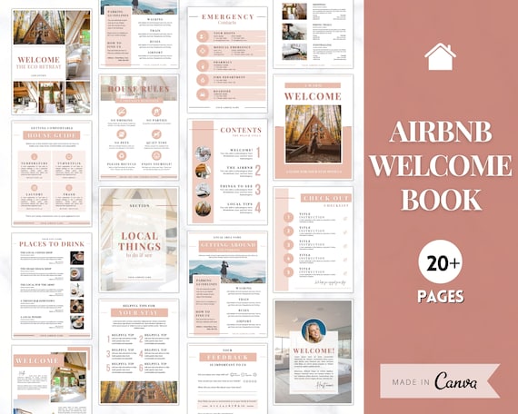 Airbnb Welcome Book Template, Editable Canva Welcome Guide, Air bnb House manual, Superhost eBook, Host signs, Signage, VRBO Vacation Rental
