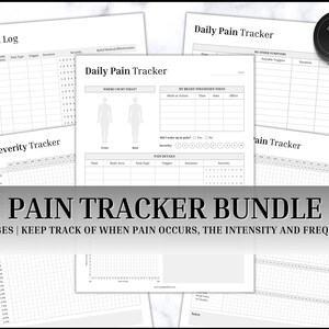Pain Tracker Bundle, Chronic Pain Journal, Endometriosis, Fibromyalgia, Medical Tracker, Medical Planner, Symptoms, Health Binder