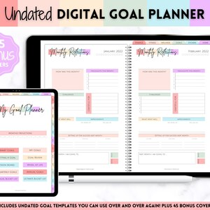 GoodNotes Digital Planner, Undated Digital GOAL Planner, Goals Tracker, Goal Setting, Vision Board, SMART Goals, iPad, Journal, Habit, Life