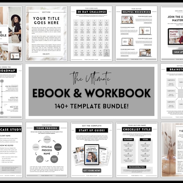 eBook Template Canva, Workbook, Worksheets & Lead Magnet for Coaches, Bloggers. Opt In, Charts, Checklists, Planners, Webinar, Challenges