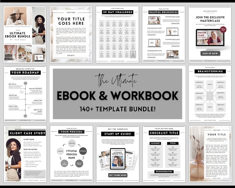 eBook Template Canva, Workbook, Worksheets & Lead Magnet for Coaches, Bloggers. Opt In, Charts, Checklists, Planners, Webinar, Challenges 