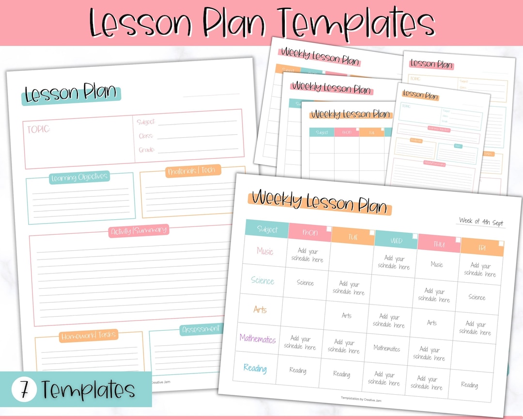 Lesson Planner Printable, Lesson Plan Template, Homeschool Teacher Planner, Weekly, Daily Plans, Academic Schedule, Simple Lesson Plan Book - Etsy lesson-planner-printable-lesson-plan-template-homeschool-teacher-planner-weekly-daily-plans-academic-schedule-simple-lesson-plan-book-etsy