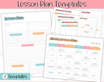 Lesson Plan Template, Lesson Planner Printable, Homeschool Teacher Planner, Weekly, Daily Plans, Academic Schedule, Simple Lesson Plan Book