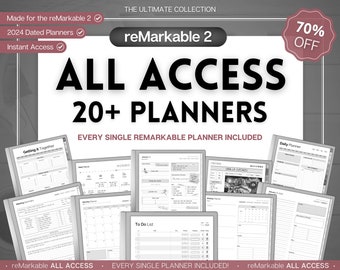 reMarkable 2 Templates, ALL ACCESS pack, 2024 Daily Planner, Digital To Do List, Meeting Minutes, Journal & Notebook, Calendar, Task List