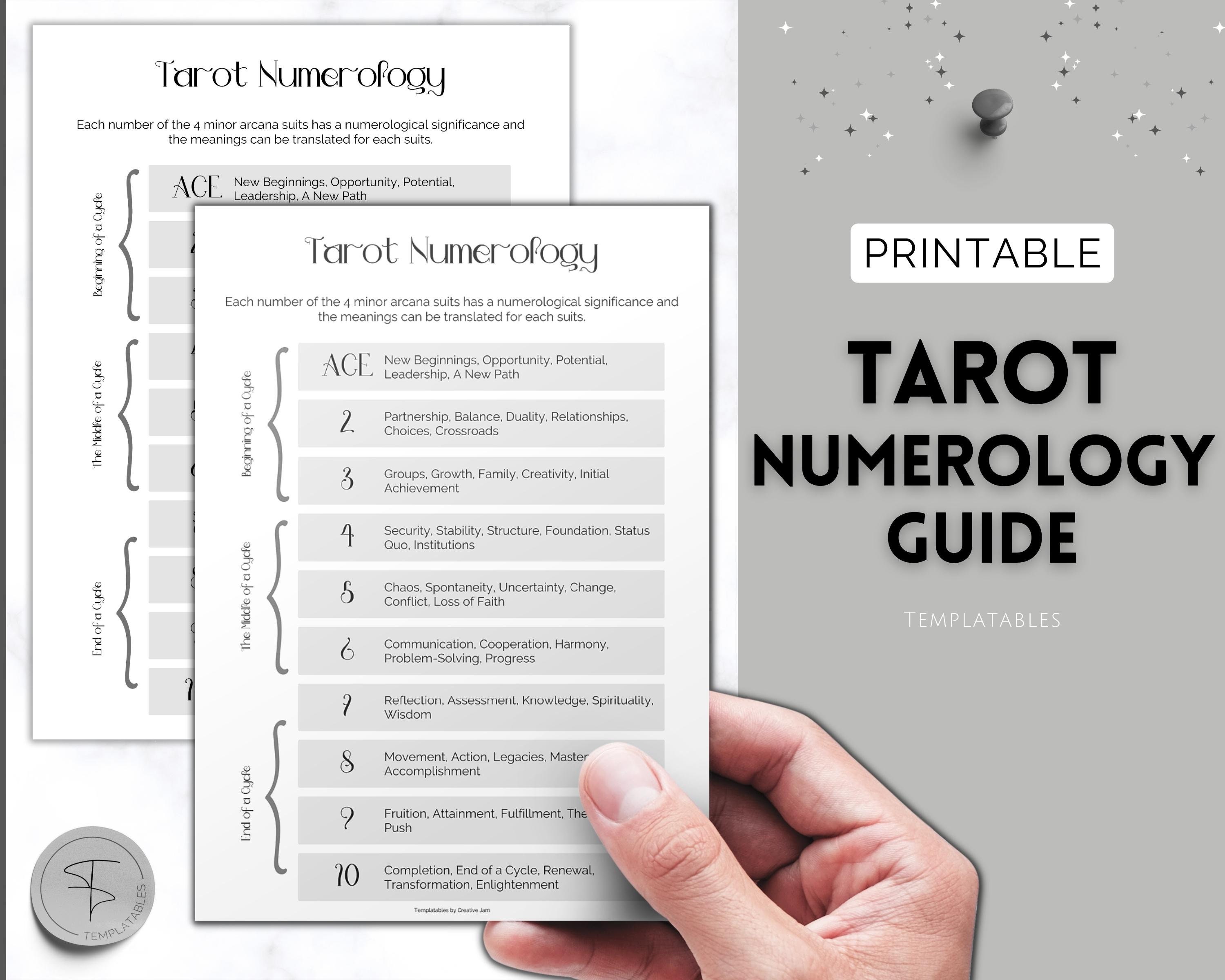 Tarot Numerology Sheet Monthly Readings Learn Tarot Card Etsy
