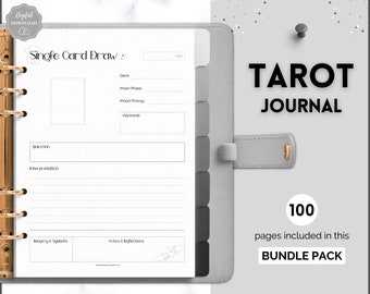 Tarot-Planer, 100+ Pg druckbares Tarot-Journal-Arbeitsbuch, tägliches Kartenlesen, Tarot-Spreads, Tarot-Deck-Notizbuch, Hexe, Grimoire, Orakel