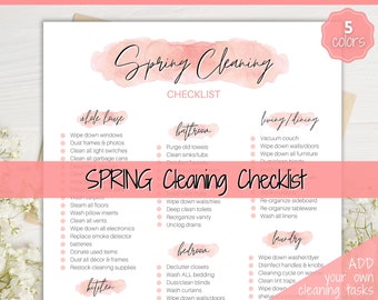 Spring Cleaning Checklist, Cleaning Schedule, Printable Cleaning Planner, Editable House Cleaning List, Deep Clean Home Routine Housekeeping