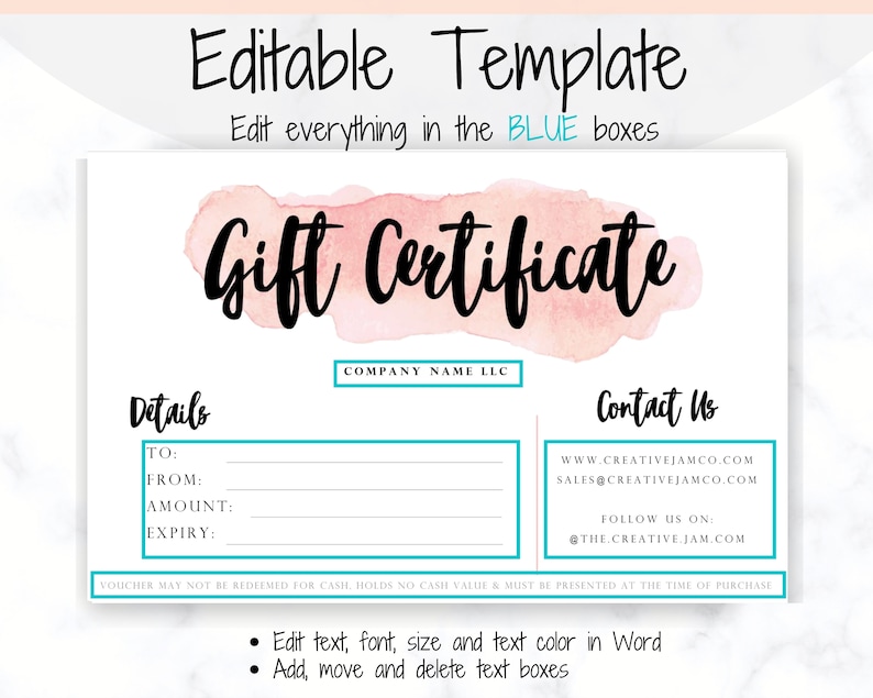 Gift Certificate Template, Editable Gift Card Template, Gift Voucher ...