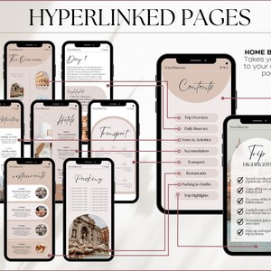 MOBILE Travel Itinerary Template, Digital Travel Guide, Weekend Trip Itinerary, Birthday, Girls trip, travel agent planner, Canva template image 6