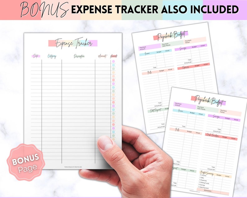 Paycheck Budget Planner, EDITABLE Budget by Paycheck Template, PDF Printable Budget Tracker, Finance Planner, Zero Based Budget Sheet Binder zdjęcie 7