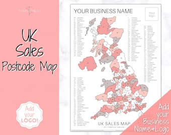 EDITABLE UK Sales Map, Business Postcode Sales Map, Color in Map, Etsy Tracker, Post Code, Printable Sale Map, Coloring Sheet, PNG Procreate