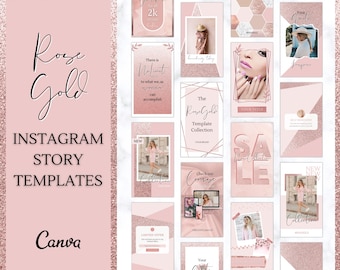 Rose Gold Instagram Stories Template, Rose Gold Instagram Frame, Canva Template, Blush Pink Notification Quotes, Engagement Booster Coaching