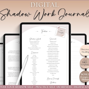 Shadow work journal, Digital Guided Journal, 100+ journal prompts, inner child, anxiety, grimoire, mindfulness, therapy, GoodNotes, iPad