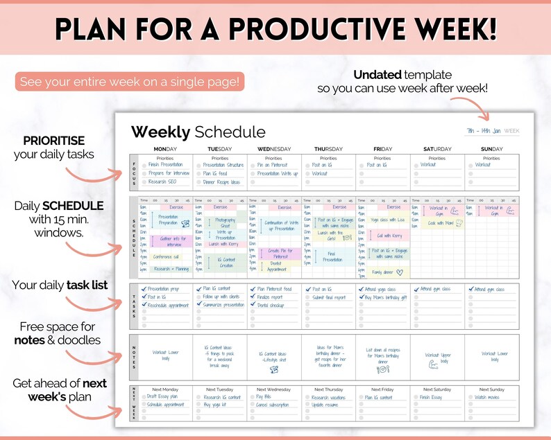 MINIMALIST Weekly Planner to Do List Printable Weekly - Etsy