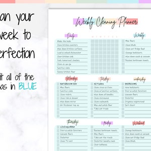 COLORFUL Cleaning Schedule, EDITABLE Cleaning Checklist, Cleaning ...