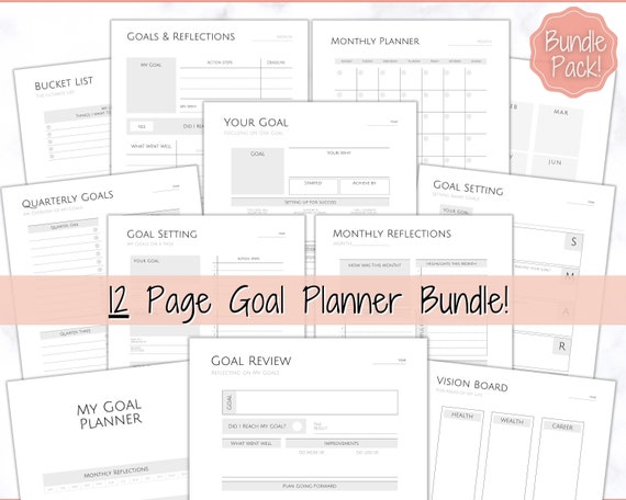 Goal Tracker Printable BUNDLE 2022 Goals Planner SMART Goal - Etsy UK