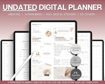 UNDATED Digital Planner, Weekly, Monthly Planner, Undated Life Planner, GoodNotes, Notability, iPad Planner, Minimalist, Digital Journal