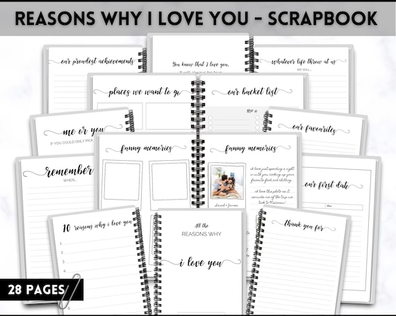 Reasons Why I Love You Scrapbook, Valentines Day Gift, Last Minute Present,  Love Notes Journal, Paper Anniversary, Story so Far, for Her Him 