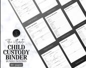 Custody Journal, Child Custody Binder, Printable Child Custody Planner, Co-parenting Calendar, Divorce Planner, Communication Log, Mom