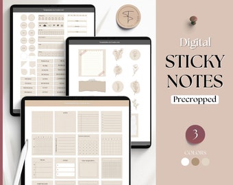 Digital Planner Widgets & Digital Sticky Notes Pack, 300+ Digital Sticker Pack, Notes, Precropped, GoodNotes Notebook, iPad, PNG