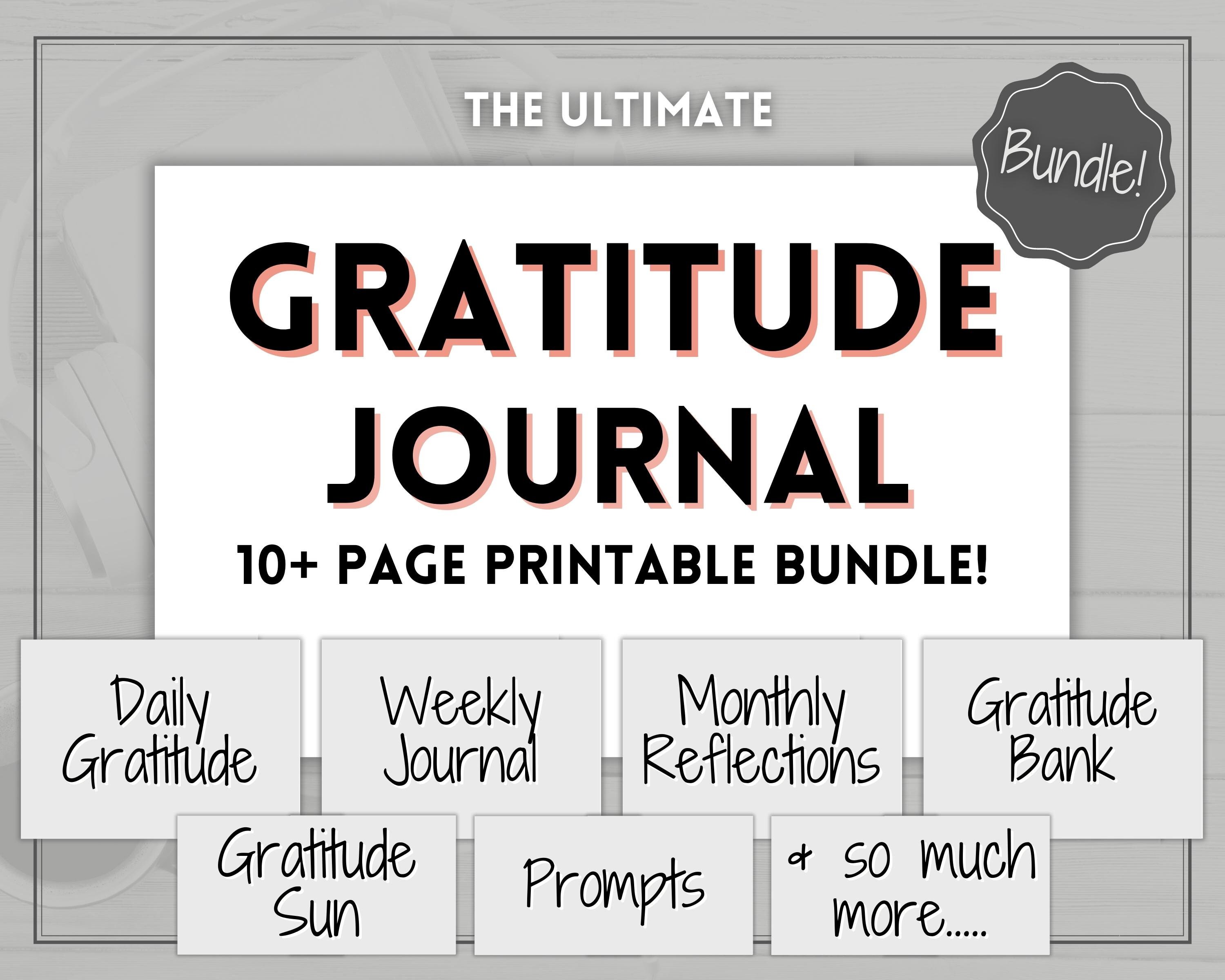 Printable Gratitude Journal BUNDLE Mindfulness Log, Gratitude Template,  Self Care Planner, Daily Journal for Women, Gratitude Jar, Wellness 