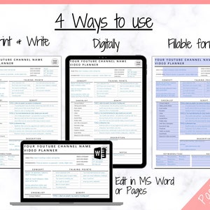 EDITABLE Youtube Planner BUNDLE, Video Planner, Social Media Content Calendar, Printable Vlog Checklist, You Tube Template, Script, Tracker image 8