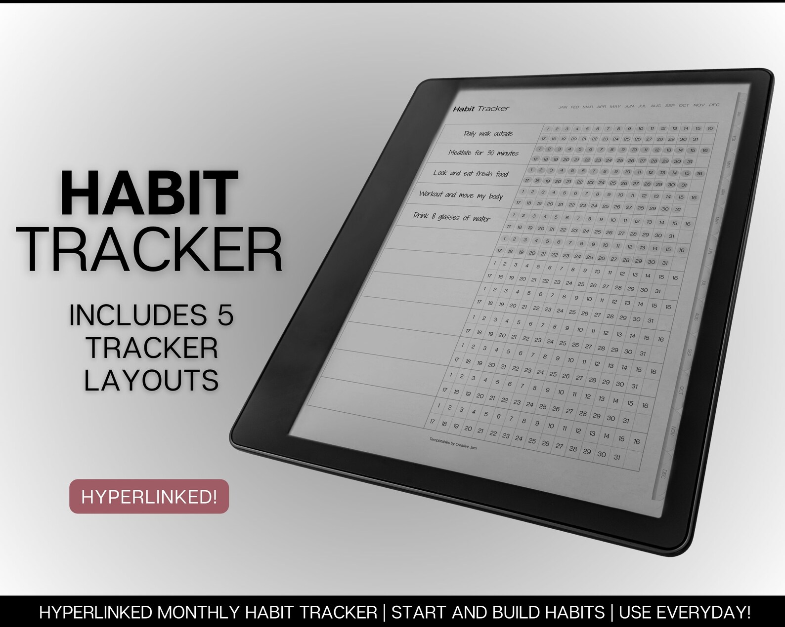 Kindle Scribe Digital Habit Tracker, Digital Planner, Daily, Monthly ...