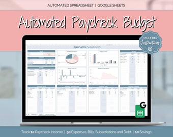Biweekly Budget Spreadsheet, Paycheck Budget, Budget By Paycheck Google Sheets, Zero based budget tracker, weekly, finance planner template